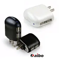 在飛比找樂天市場購物網優惠-aibo AC轉USB 2PORT充電器3100mA(黑) 