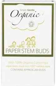 Simply Gentle Organic Paper Stem Buds 100% Organic Cotton Tips 200pk