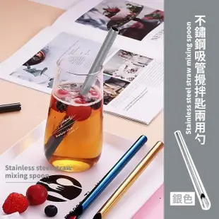 【長餐具】不鏽鋼吸管攪拌匙兩用勺(環保吸管 冰沙匙 奶茶 湯匙 吸管匙 攪拌勺 長柄勺 調酒 攪拌棒 甜品匙)