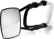 Camco Clamp-On Towing Mirror - Securely Clamps onto Your Vehicle's Mirror to Increase Visibility While Towing (25650), Black