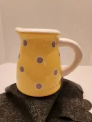 Terra Motto Small Yellow Gray And White Polka Dot Drink Pitcher 5x13 1/2 NEW