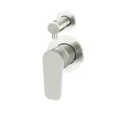 MEIR Round Brass Shower/Bath Mixer with Diverter - Paddle Handle - PVD Brushed Nickel