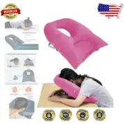 Ergonomic Cotton Back Rest Pillow - Adjustable Head Support & Relaxation in Pink