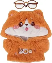 niannyyhouse 20cm Plush Doll Clothes Cartoon Hoodie Glasses Warm Sweatshirt 8in Doll Dress Up (Orange)