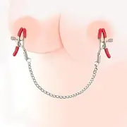 Nipple Sex Toys - Nipple Clamps with Chain, Adjustable Weight Metal Nipple Clamps Non-Piercing Metal Stimulator Nipple Clip for Men Women Adult Sex Toys (red)