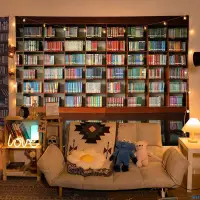 在飛比找蝦皮購物優惠-【優選和福佳】書架背景布掛布客廳書房裝飾復古圖書館壁紙臥室床