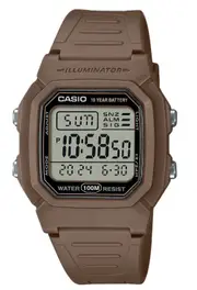 Casio Illuminator Digital Brown Dual Time Light Quartz W800H-5AV 100M Mens Watch