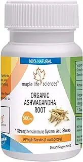 ORGANIC Ashwagandha Supplement (Withania Somnifera/Indian Ginseng) - 500mg - 60 Vegan Capsules - Anxiety and Stress Relief