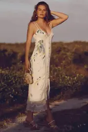 Anthropologie Lace Button-Front Slip Dress Size 12 NWT floral