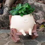 SENIURIS Rocking & Hanging Chair Plant Pot, Indoor and Outdoor Innovative Decorative Pots, Swinging Happy Face Flowers Planters Pots Head.(Rocking Chair)
