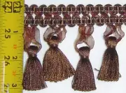 3.5" Tassel Fringe Chocolate Brown Matched Gimp Brush Fringe Loop Fringe Cord