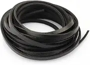 LolliBeads (TM) Heavy Duty Strong 4 mm Genuine Flat Leather Cord Braiding String for Jewelry Making Craft DIY Assorted Color Black 5 Meters (5+ Yards)