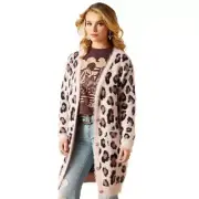 Ariat Women's Long Sleeve Pretty Leopard Cardigan Sweater Light Pink