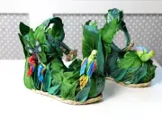 Dolce & Gabbana Jungle Parrot High Heel Wedge Sandals (IT 39, US9) RRP $6,395