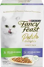 FANCY FEAST Adult Petite Delights Chicken & Turkey Grilled Wet Cat Food 6 x 50g