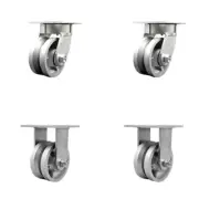 4 Inch KP V-Groove Semi Steel Caster Set with Ball Bearings 2 Swivel 2 Rigid