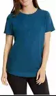 Danskin Ladies Ribbed Tulip Hem Blue Teal Short Sleeve T-Shirt Large