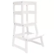 SDADI Kids Kitchen Step Stool Holds up to 150 Pounds with Safety Rail, White