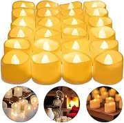 Flameless Tea Lights Candles, Battery Operated LED Votive Candles, Flickering Tealights with Warm Yellow Light Romantic Night for Wedding, Valentine's Day, Halloween, Christmas, Celebration (24 Pack)