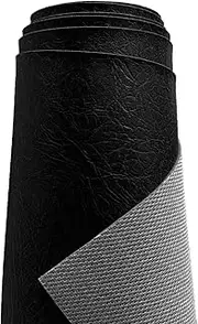 A-Express Heavy Faux Leather Fabric Grain Texture Leather Faux Vinyl Leather Fabric Car Home Decoration Material - 100 cm x 140 cm Black