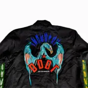 DIESEL Mens Medium J Akito Big Embroidered Button Snap Jacket Black