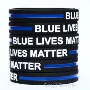 50 CHILD Size Blue Lives Matter Bands Thin Blue Line Law Enforcement Wristbands