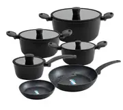 10pc Marble Stone Non-Stick Cookware Set, Frypan, Saucepan, Casserole