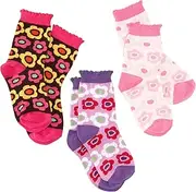 [Jefferies Socks] Little Girls' Daisy Triple Treat (Pack of 3) - Pink