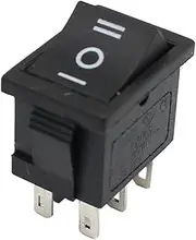 1PCS KCD1 ON-Off 15 * 21mm Mini Black 3 Pin / 6 pin On/Off/On Rocker Switch AC 6A/250V10A/125V (Size : 6 pin On - Off - On)