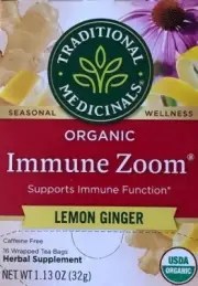 ORGANIC LEMON GINGER TEA Supports Immune Function - 16 Tea Bags per Box