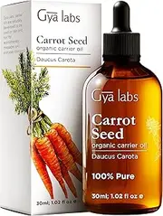 Gya Labs Organic Carrot Seed Oil For Skin - 100% Natural Unrefined Cold Pressed Carrot Oil for Hair, Scalp, Skin, Face & Massage (30ml)
