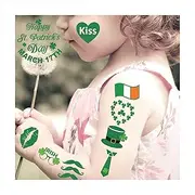 Womaha 30 Sheets Temporary St. Patrick's Day Tattoos for Women Kids Waterproof Body Tattoos