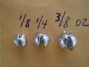 300 PCS. REMOVABLE SPLIT SHOT SINKER 1/8, 1/4, 3/8 OZ. 100 EACH. F/DO-IT MOLD