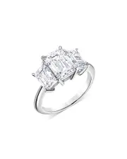 Bloomingdale's Fine Collection Certified Lab Grown Diamond Emerald Cut Three Stone Engagement Ring in 18K White Gold, 4.40 ct. t. w.