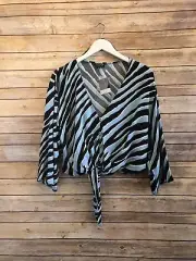 Topshop Zebra Print Tie Front Blouse Size US 4 NWT
