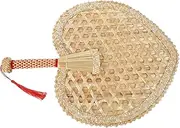 MUELODSIC Weaving Handheld Fan Fans Summer Handmade Fan Summer Woven Fan Handheld Summer Fan Handheld Fan Elegant Retro Hand Fan Woven Summer Fan Festival Fan Beige
