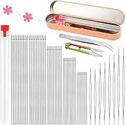 58 Pcs Beading Needles for Jewelry Making, Big Eye Beading Needles Ultra-Thin Stainless Steel Craft Seed Bead Needles, Flexible Eye, Perfect for Beading, Embroidery & DIY Crafts