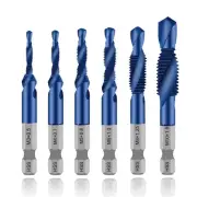 6Pcs High Speed Steel 4341 Titanium Plated Composite Tap Drill and Tap2373