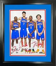 Framed Chet Holmgren Shai Gilgeous-Alexander Jalen Williams Josh Giddey Facsimile Laser Engraved Signature Auto 11"x14" Basketball Photo HOFSM Holo