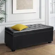 97cm Artiss Storage Ottoman Blanket Box Leather Black