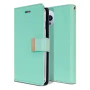 Goospery Apple iPhone 13 Pro Max Rich Diary Wallet Flip Case Leather Card Slots Magnetic Cover(Aqua) IP13PM-RIC-MNT