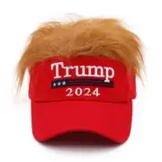 Trump 2024 Hat with Hair Wig Hat Embroidered Adjustable MAGA Baseball Cap