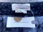 NWT flowy wide leg Anthropologie pants, black with white pattern, Women's US 16