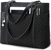Women Laptop Tote Bag for Work Canvas Handbag Purse Shoulder Bag Lightweight Canvas Laptop Bag for 15.6 Inch