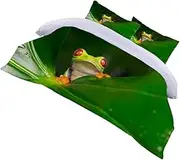 GRIRIW Comfortable Polyester Bedding Set 3D Frog Print Boys and Girls Room Bed Cover Set
