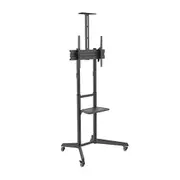 Brateck Versatile Compact Steel TV Cart with top and center shelf for 37'-70' TVs Up to 50kg, Fine Texture Black, 871x678x1966mm T1040T