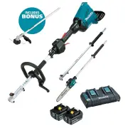 Makita DUX60PSPT2-B - 36V (18Vx2) Brushless Multi-Function Powerhead Kit (2 x 5.0Ah) + Extension Pole + Pole Saw +Bonus Line Trimmer Attachment