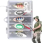 Fishing Lures Bass,Walleye Spinner Bait | Metal Fishing Spinnerbait Spinner Lures Kit with Tackle Box for Bass Salmon Trout