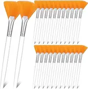 24 Pieces Fan Brush Facial Mask Brush Soft Fan Face Makeup Brush Acid Applicator Esthetician Brush Cosmetic Tools for Mud Clay Mask, Makeup Peel (Yellow)