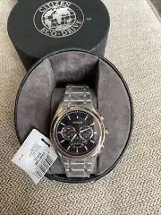 Men's Citizen CA4017-59E Eco-Drive Chronograph Titanium Black Dial Watch
